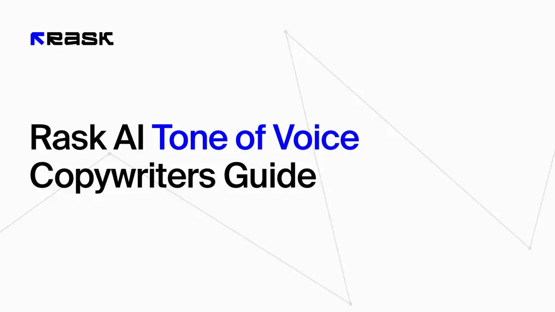 Cover of the Rask AI Tone of Voice Copywriters Guide