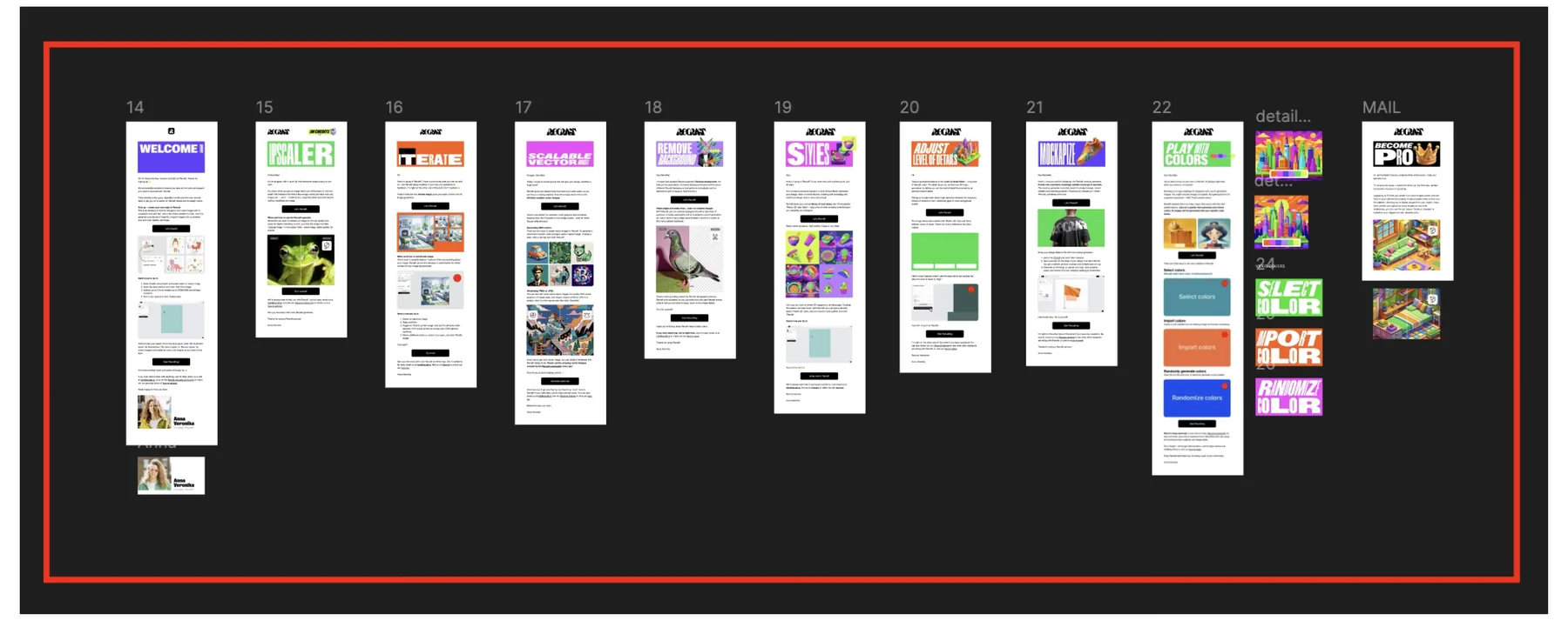 The onboarding series, laid out in Figma.